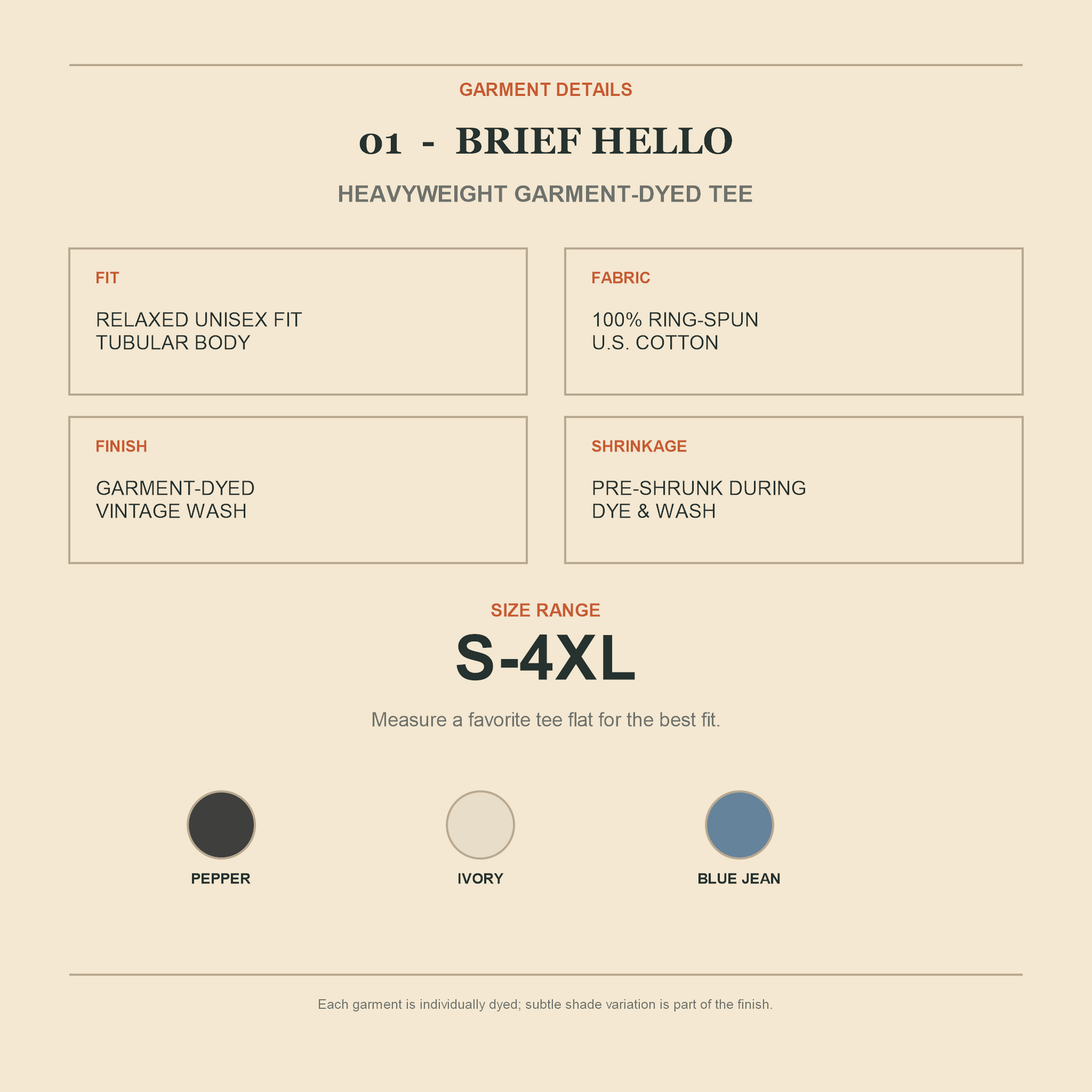 Brief Hello - fit, size, and material guide