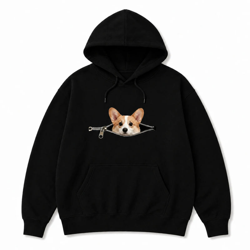 Custom Pet Peekaboo Hoodie - Black
