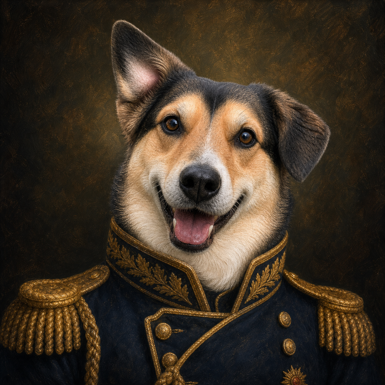 Finished royal portrait of the same dog